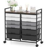 KINGRACK Rolling Storage Cart with 12 Drawers, Gray