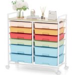   KINGRACK Rolling Storage Cart with 12 Drawers, Assorted Colors