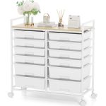 KINGRACK Rolling Storage Cart with 12 Drawers, White