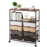 KINGRACK Rolling Storage Cart with 8 Drawers, Brown