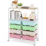   KINGRACK Rolling Storage Cart with 8 Drawers, Assorted Colors