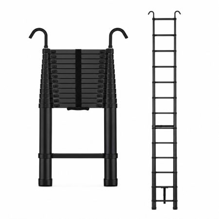 STANEW 2,6 m teleszkópos alumínium létra, összecsukható, 150 kg teherbírás - fekete STANEW 2,6 m teleszkópos alumínium létra, összecsukható, 150 kg teherbírás - fekete