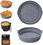   Szilikon Airfryer sütőkosár 2 darabos  – összecsukható, hőálló, szürke
