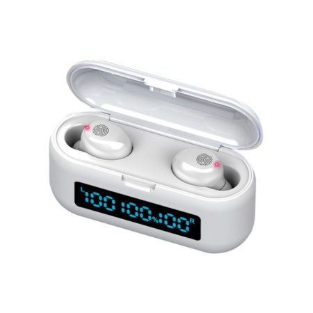 TWS F9 Bluetooth fülhallgató powerbankkal fehér