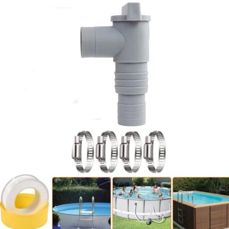 Medence elzárócsap 32 mm-es tömlőhöz + 4 db Florabest bilincs + 1 db tömítőszalag