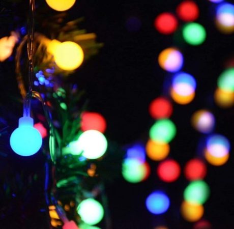 Karácsonyi fények LED-es több színű (10 db gömb)