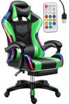 Likeregal 920 LED masszázs gamer szék lábtartóval zöld