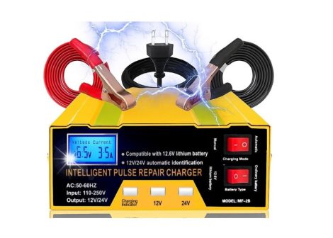 12V/24V automata autós akkumulátortöltő javító funkcióval – 180 W, LCD kijelzővel 12V/24V automata autós akkumulátortöltő javító funkcióval – 180 W, LCD kijelzővel