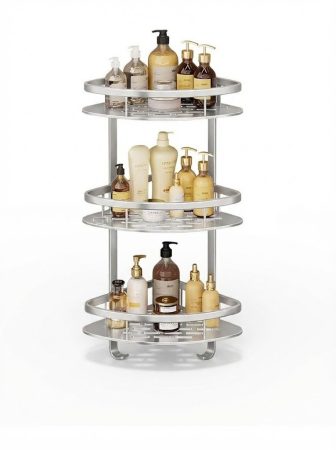 3 szintes Alumínium sarok fürdőszobai polc – fúrás nélkül