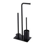   Álló WC papírtartó és WC kefe tartó – fekete, rozsdamentes acél