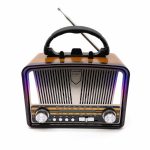   Retro stílusú Bluetooth hangszórós rádió LED világítással és zseblámpával