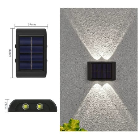 Napelemes kültéri fali lámpa – 4 LED fel-le világítással Napelemes kültéri fali lámpa – 4 LED fel-le világítással