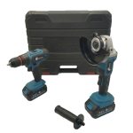   Rextool 96V Akkumulátoros szerszámkészlet – fúró és sarokcsiszoló szett szerszámos ládával