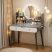 Vanity Table with Round LED Mirror and Storage Shelves – Gray and White