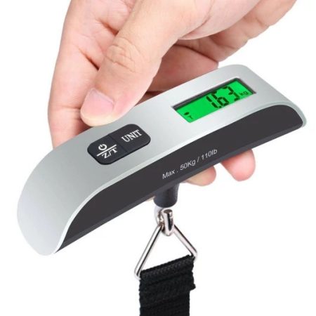 Digitális bőröndmérleg LCD-kijelzővel, 50 kg, ezüst-fekete